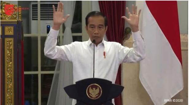 Jokowi saat menyampaikan arahan dalam sidang kabinet paripurna, di Istana Negara tanggal 18 Juni 2020.