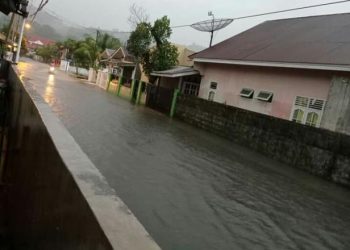 Ruas jalan Painan penuh direndam banjir