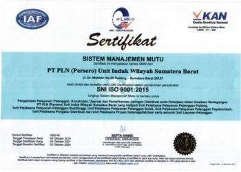 PLN UIW Sumbar Menerima Resertifikasi Sistem Manajemen Mutu ISO 9001: 2015