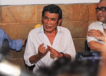 Pedangdut Rhoma Irama ketika ditemui saat menggelar konferensi pers terkait tertangkapnya kembali Ridho Rhoma dalam kasus Narkoba, di Mampang, Jakarta Selatan, Senin (8/2/2021).