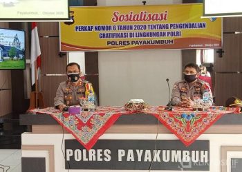 Kapolres Payakumbuh saat membuka Sosialisasi Perkap Nomor 6 Tahun 2020 Tentang Pengendalian Gratifikasi di Lingkungan Polri Polres Payakumbuh