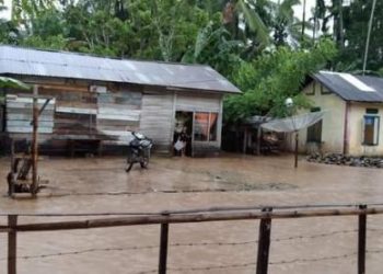 Kondisi banjir akibat luapan sungai Batang Tapan di Rahul Tapan Pessel