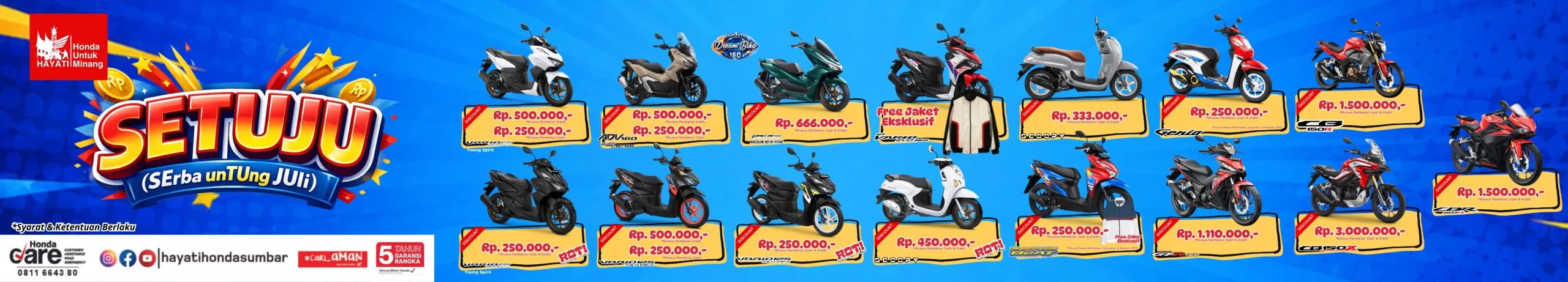 Spanduk Dealer Program Juli Honda 300 x 50 cm