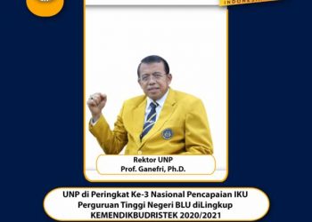 UNP Peringkat Tiga Nasional Pencapaian IKU PTN BLU di Lingkungan