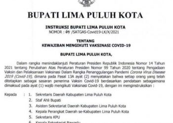 Instruksi Bupati Lima Puluh Kota.