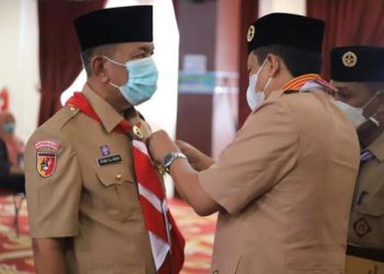 Bupati Pessel, Rusma Yul Anwar saat dilantik menjadi Ketua Mabicab Gerakan PramukaPessel