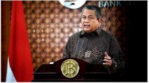 Gubernur Bank Indonesia Perry Warjiyo saat konferensi pers melalui streaming di Jakarta, Selasa (31/3 - 3030).