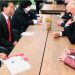 Presiden Joko Widodo mengadakan pertemuan bilateral dengan PM Slovenia Janez Jansa di ruang tunggu utama, Scottish Event Campus, Glasgow, Skotlandia, pada Senin 1 November 2021