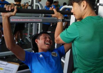 Latihan gym pemain Timnas Indonesia