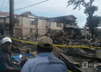 Kondisi kebakaran yang melanda Pasar Kambang, Sabtu pagi