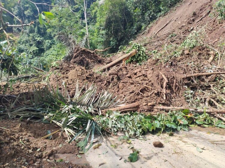 longsor di Polong Anam Nagari Talu sekitar pukul 10.20 WIB, Sabtu (5/3).