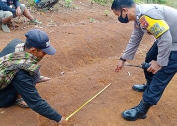 Petugas bersama warga melihat jejak hewan buas yang diduga Harimau Sumatra di kawasan Transad Kota Solok.(Ist)