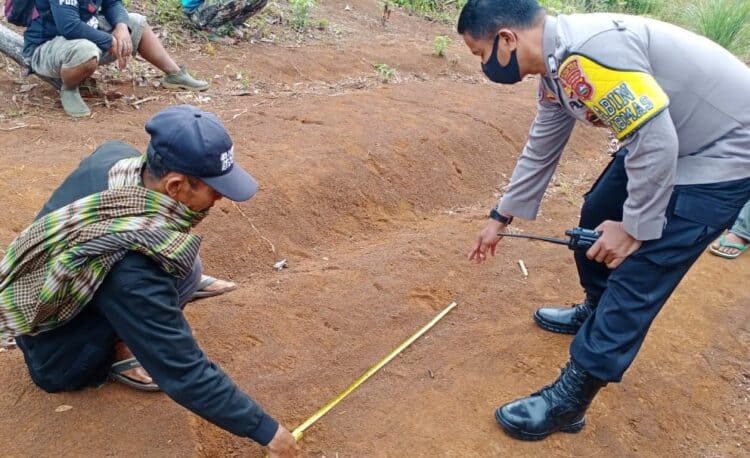 Petugas bersama warga melihat jejak hewan buas yang diduga Harimau Sumatra di kawasan Transad Kota Solok.(Ist)