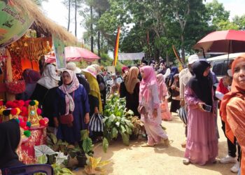Pengunjung di event Aua Sarumpun Geopark Festival Kecamatan Rambatan.