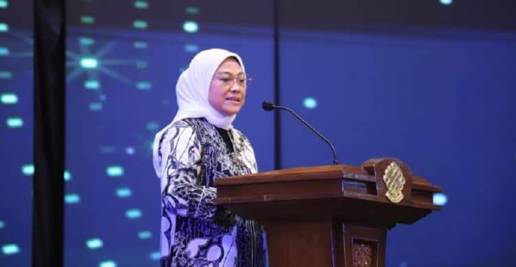 Menteri Ketenagakerjaan, Ida Fauziyah, pada acara Penganugerahan Penghargaan K3 Tahun 2022 di Jakarta, Selasa (24/5/2022)