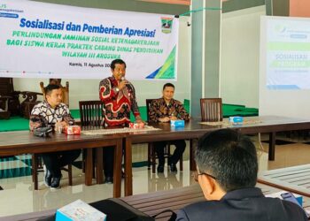Sosialisasi program jaminan bagi siswa magang pada sekolah SMK se Kota dan Kabupaten Solok.(ist)