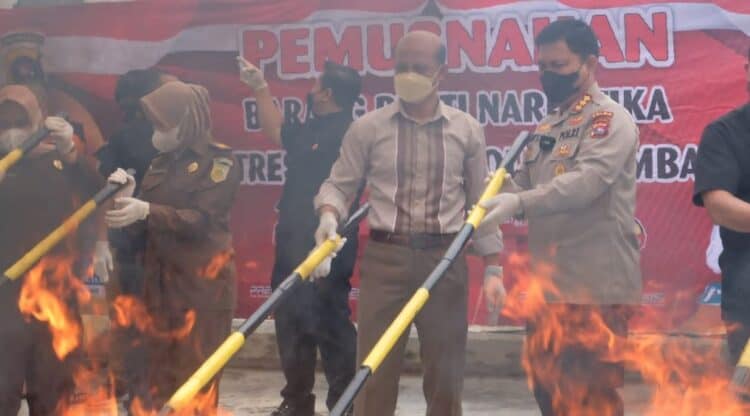 Pemusnahan ganja kering oleh Polda Sumbar
