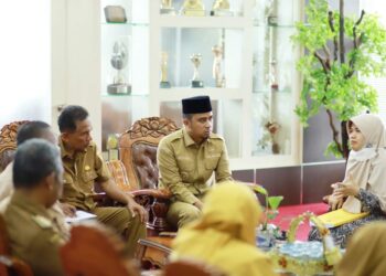 Wakil Wali Kota Solok, H. Ramadhani Kirana Putra saat melepas tim BPK RI Perwakilan Sumbar di Balai Kota Solok.(Prokomp)