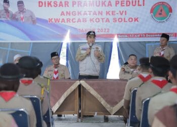 Ketua Kwarcab Pramuka Kota Solok, Dr. Ramadhani Kirana Putra membuka Diklat Pramuka Peduli angkatan VI.(Prokomp)