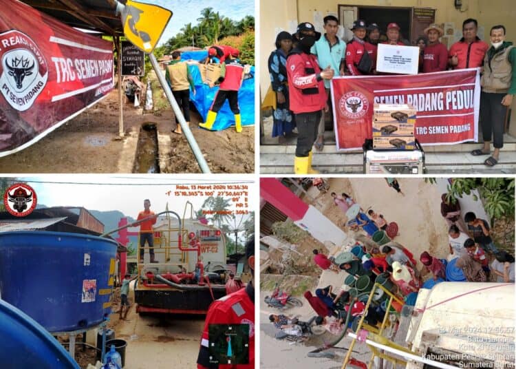 TRC dan MRT Semen Padang Bersihkan Lumpur Fasum dan Kirim Tim Medis ke Empat Lokasi.
