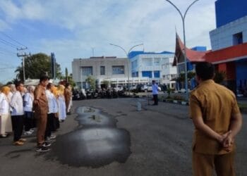 Apel persiapan menyambut tim Dinkes Sumbar dalam rangka visitasi izin operasional RSUD Serambi Madinah Kota Solok.(Ist)