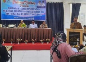Bimbingan Teknis Implementasi Perizinan Berusaha Berbasis Resiko dan Sertifikat Halal Bagi Pelaku Usaha Kota Solok.(Ist)