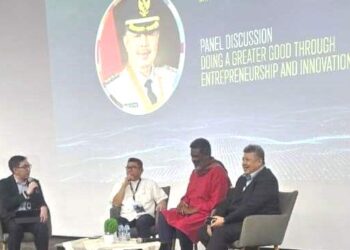 Wali Kota Solok, H. ZUl Elfian Umar ketika menjadi pembicara dalam ajang Global Entrepreneurship Meeting (GEM) 2024.(Prokomp)