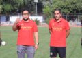 CEO Semen Padang FC Win Bernadino bersama pelatih baru Eduardo Almeida