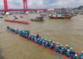 Kemeriahan Festival Perahu Bidar Tradisional di Sungai Musi Palembang.(Ist)