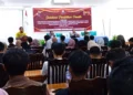 Puluhan mahasiswa dari HMI dan GMNI Solok menghadiri sosialisasi KPU Kabupaten Solok di Aula D'Relazion, Kota Solok.(Ist)