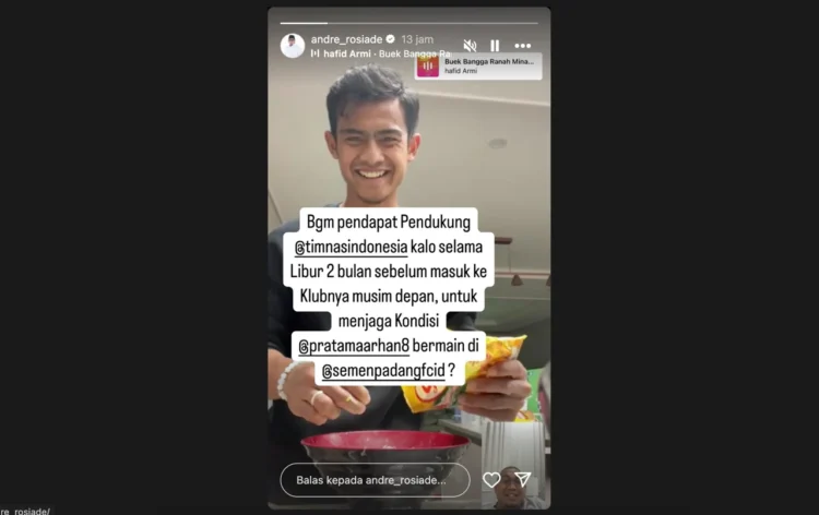 Tangkapan layar cerita di akun Instagram Andre Rosiade