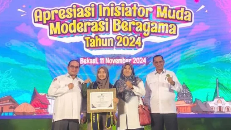 Raysa, Inisoator Muda Moderasi Beragama asal Kota Solok saat mengikuti kegiatan di Bekasi.(Ist)