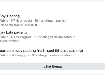 Tangkapan layar sejumlah grup LGBT di media sosial Facebook