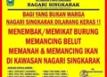 Tangkapan layar desain pengumuman pelarangan mancing bagi warga luar Nagari Singkarak yang beredar di media sosial.(Ist)