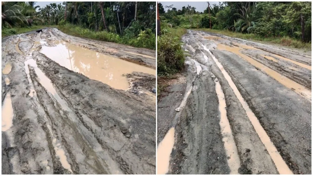 Kondisi jalan dari Muara Taikako ke Desa Silabu, Pulau Pagai Utara Mentawai