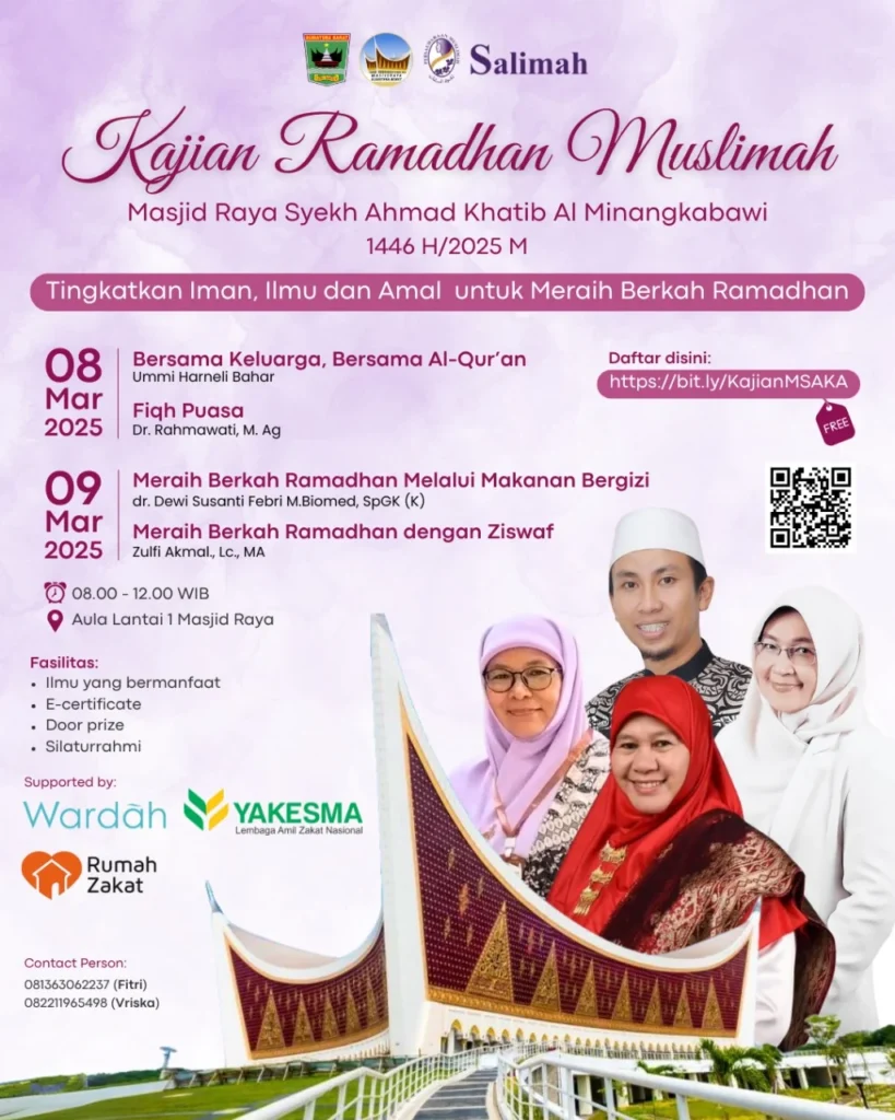 Kajian Ramadan Muslimah di Masjid Raya Syekh Ahmad Khatib Al Minangkabawi: Tingkatkan Iman dan Ilmu Sambut Ramadhan