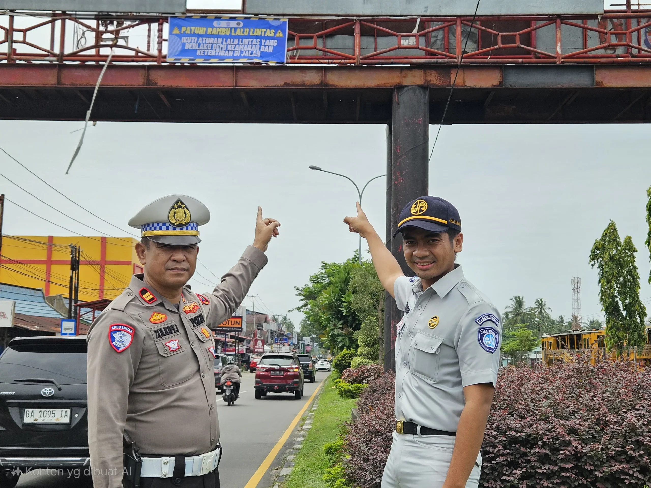 Satlantas Kota Padang dan Jasa Raharja padang Pasang Spanduk Imbauan di Daerah Rawan Laka 