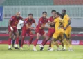 Pemain Persija ketika menjamu Semen Padang FC di Stadion Pakansari Cibinong
