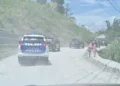 Kondisi jalan rusak di kawasan Aie Dingin, Kabupaten Solok