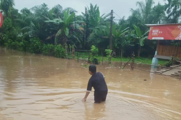 Kondisi banjir di salah satu kampung di Kabupaten Pesisir Selatan, Kamis (27/11/2025)