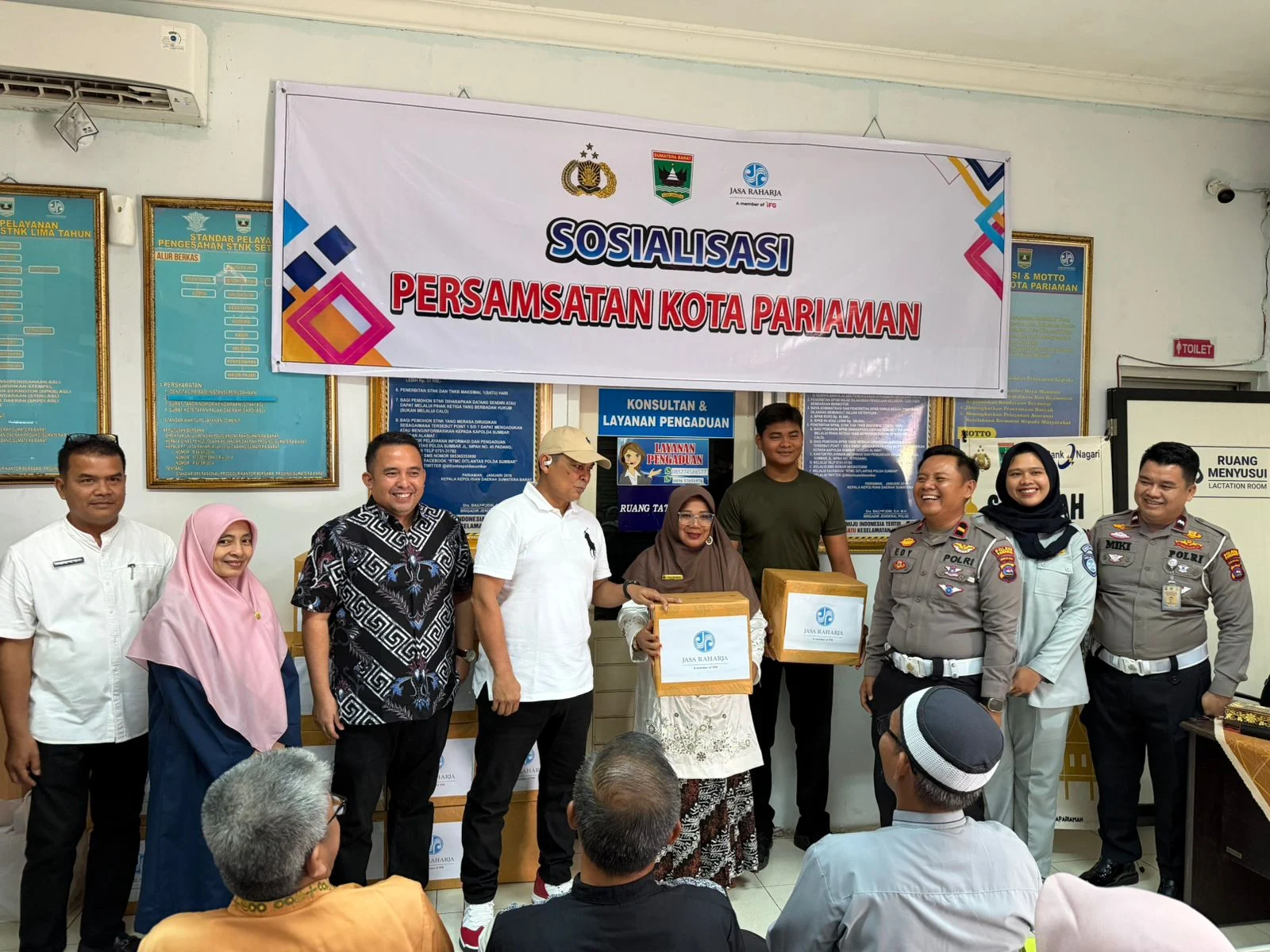 Jasa Raharja Sumbar Sosialisasikan Persamsatan di Kota Pariaman, Dorong Kepatuhan Wajib Pajak Lewat Edukasi dan Doorprize