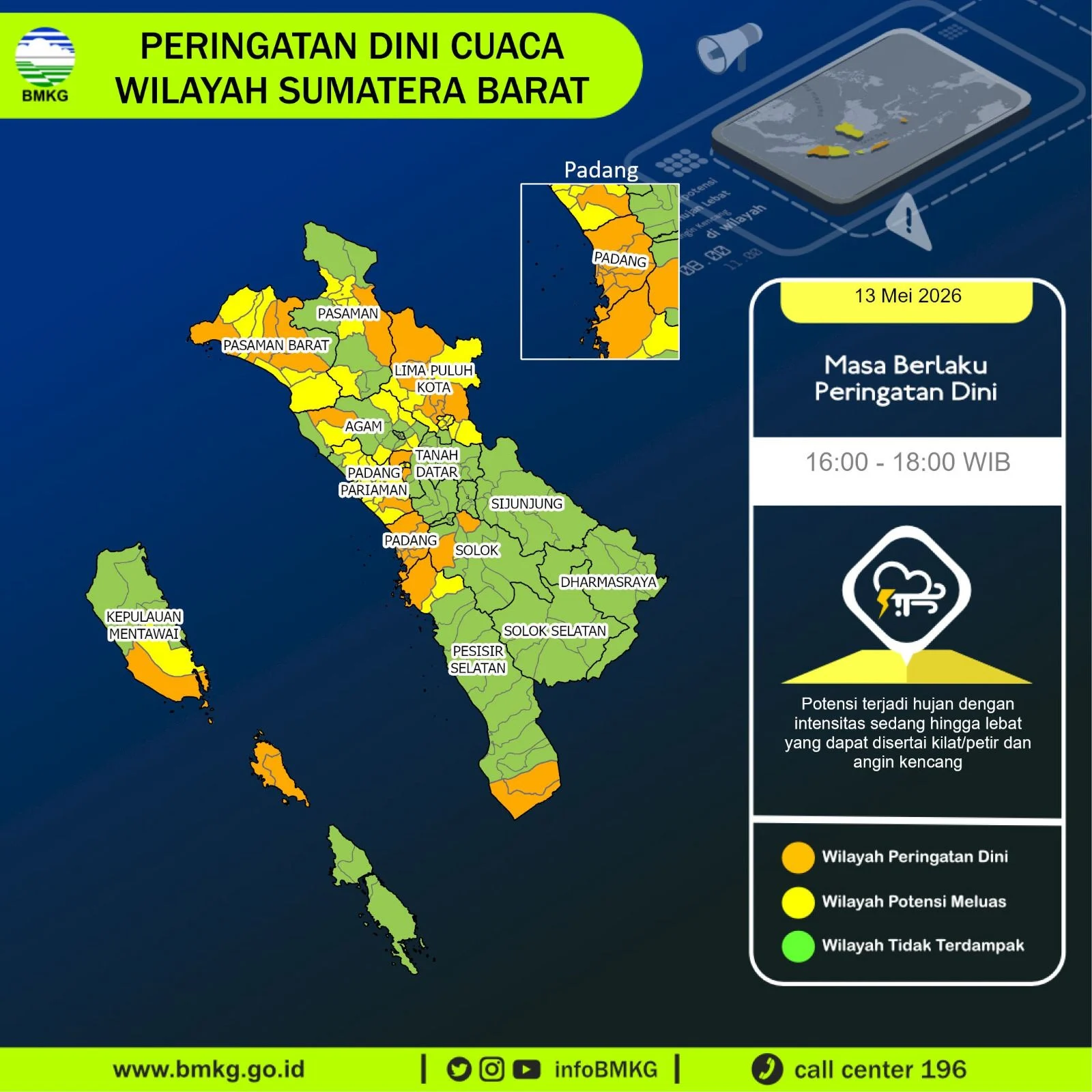Hujan Deras Disertai Angin Kencang Landa Padang, Wako Fadly Amran Imbau Warga Tingkatkan Kewaspadaan