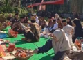 Tradisi makan basamo masyarakat Ganting Kubang, Lengayang, Pessel, Rabu (27/5/2026), pagi.