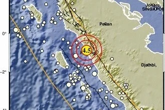 Gempa 4,5 Guncang Padang Pariaman Siang Ini