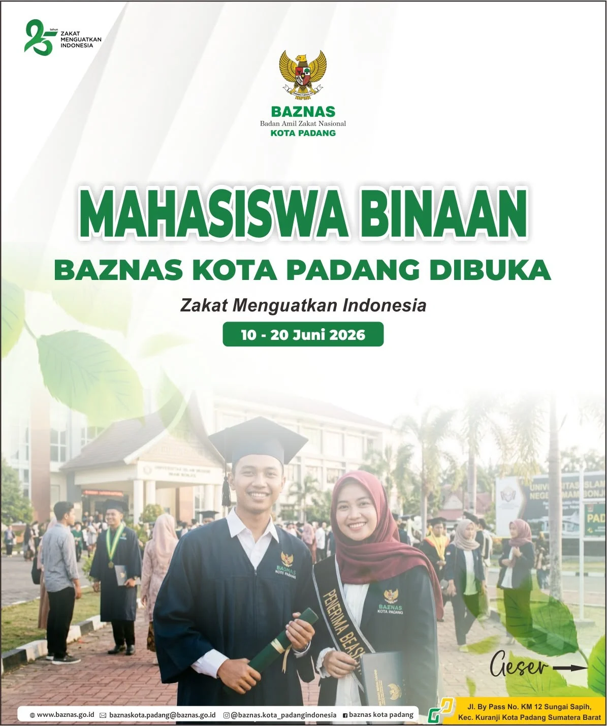BAZNAS Kota Padang Buka Program Beasiswa Binaan, Mahasiswa Kurang Mampu Dibiayai Hingga Semester Delapan
