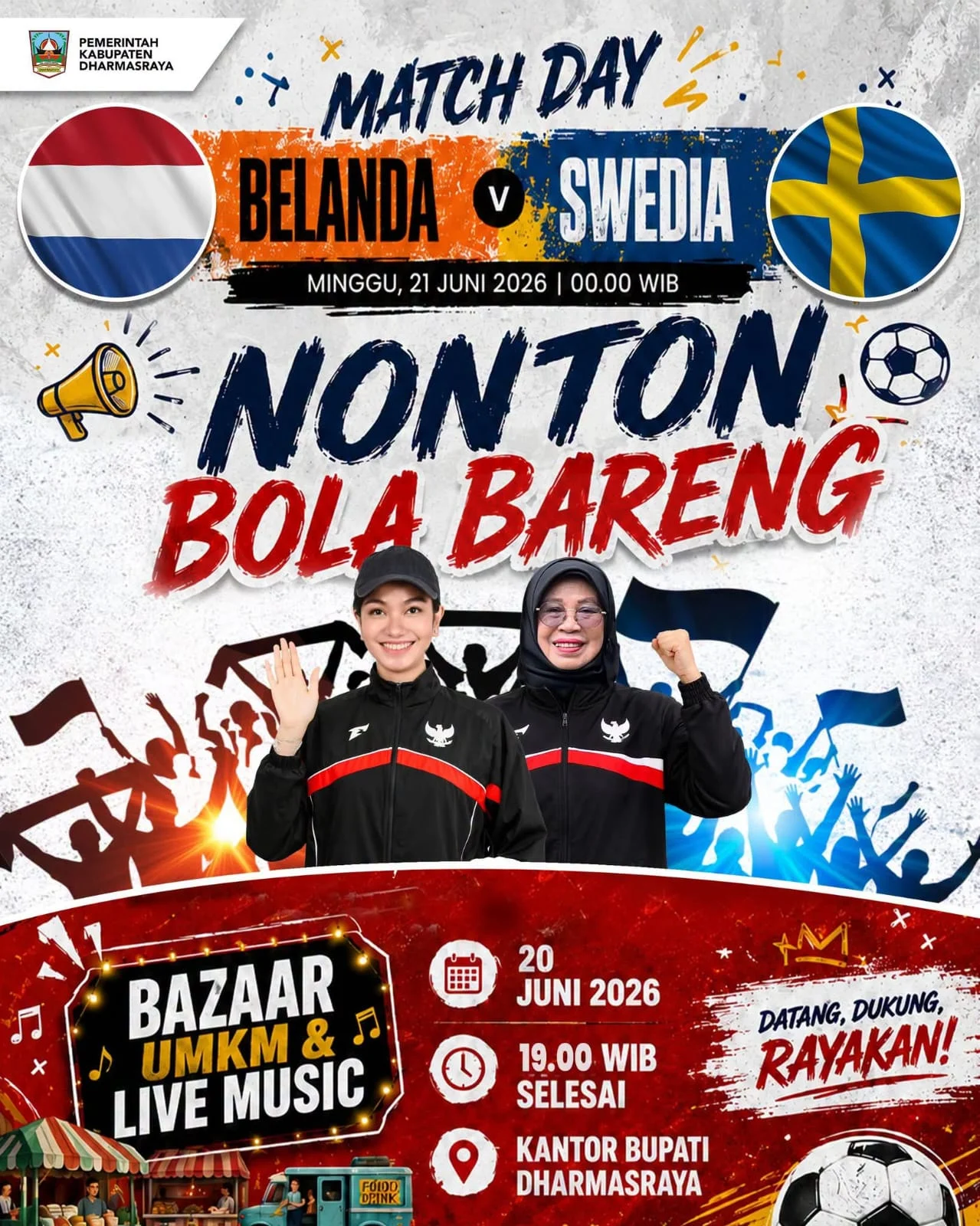 Tindak Lanjuti Imbauan Mendagri, Pemkab Dharmasraya Gelar Nonton Bareng Pesta Piala Dunia 2026