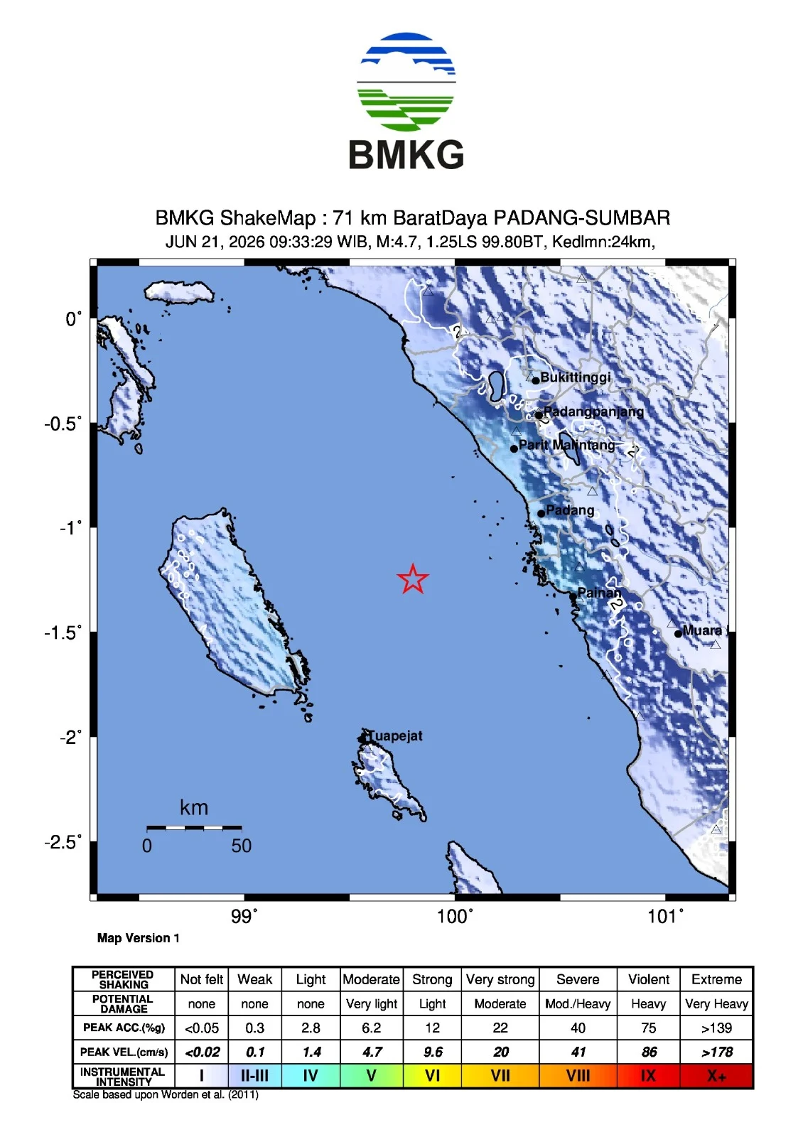 Gempa Dangkal M4,7 Guncang Padang, Dipicu Aktivitas Sesar Mentawai