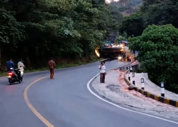Kondisi jalur Sibingke saat truk kecelakaan, Rabu (26/8/2026)