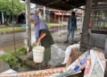 Warga Jalan DPR Dadok Tunggul Hitam membersihkan rumah, Selasa (4/8/2026)