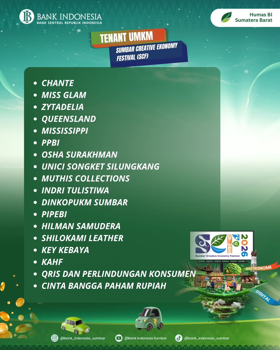 Ini Daftar Puluhan UMKM yang Meriahkan Sumbar Creative Festival 2026